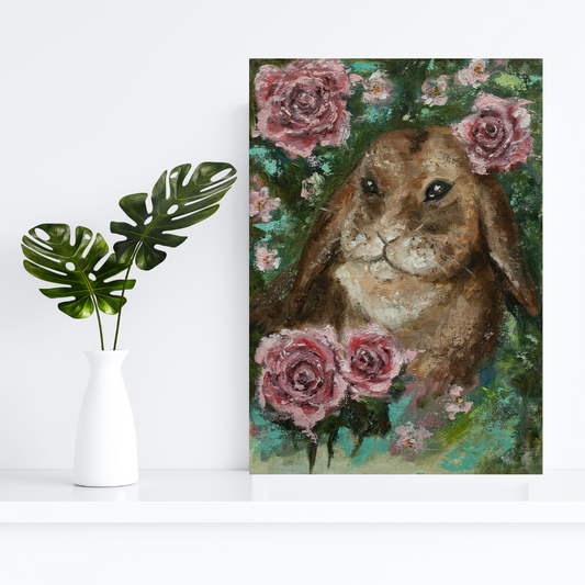 Among the Roses - Original Oil Painting on Canvas Paper